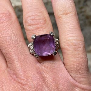 Judith Ripka Amethyst Diamond cocktail ring size 5.5